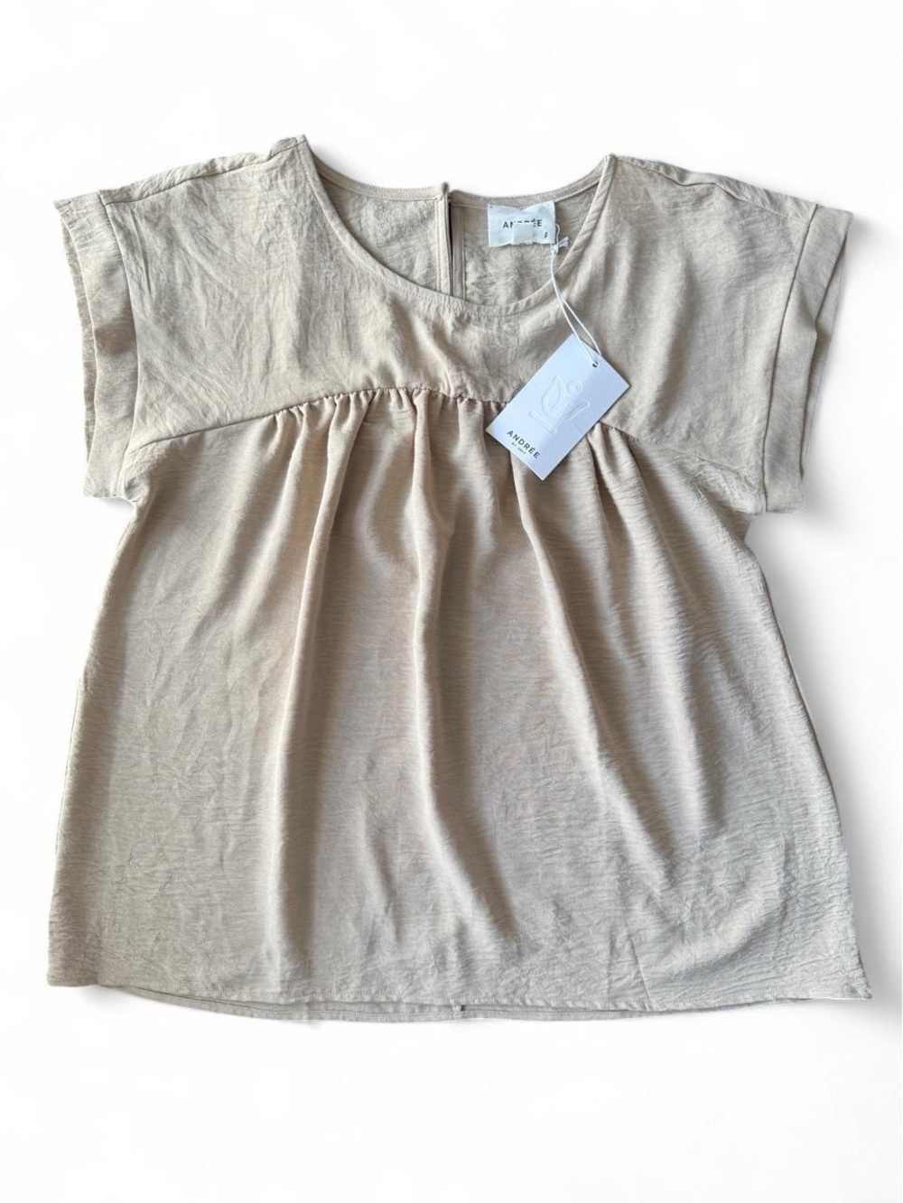Beige Short-Sleeve Top